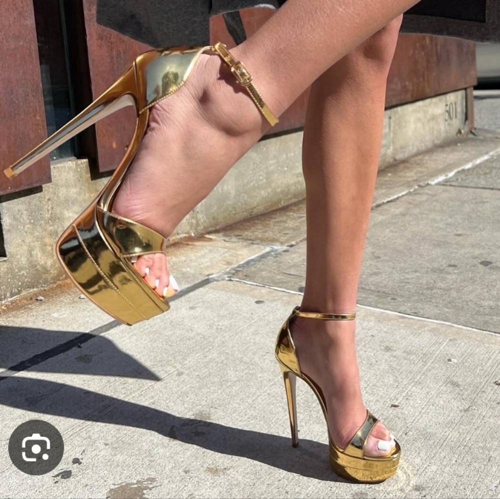 Ruthie Davis "Summer" Gold Heels
